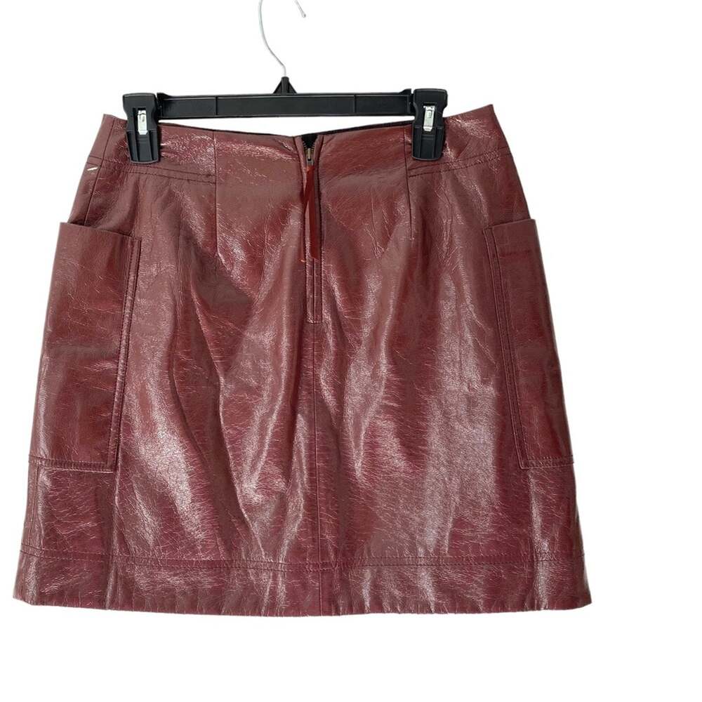 Maeve Anthropologie Faux Leather Vinyl Look Wine Burgundy Mini Skirt NWOT size 6 - Picture 6 of 10